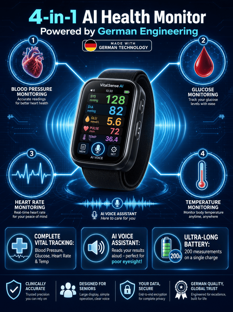 Large Screen Digital Wrist Blood Pressure Meter with Voice Prompt