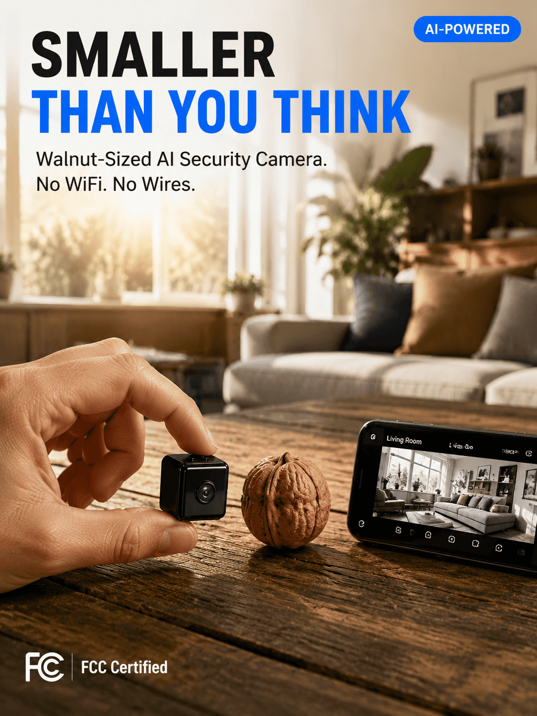Smart Security Camera-No Wi-Fi needed, no wiring required, and 0 monthly fees—ever