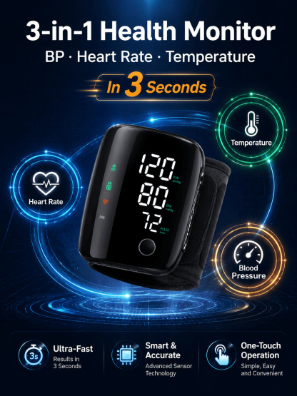 Large Screen Digital Wrist Blood Pressure Meter with Voice Prompt