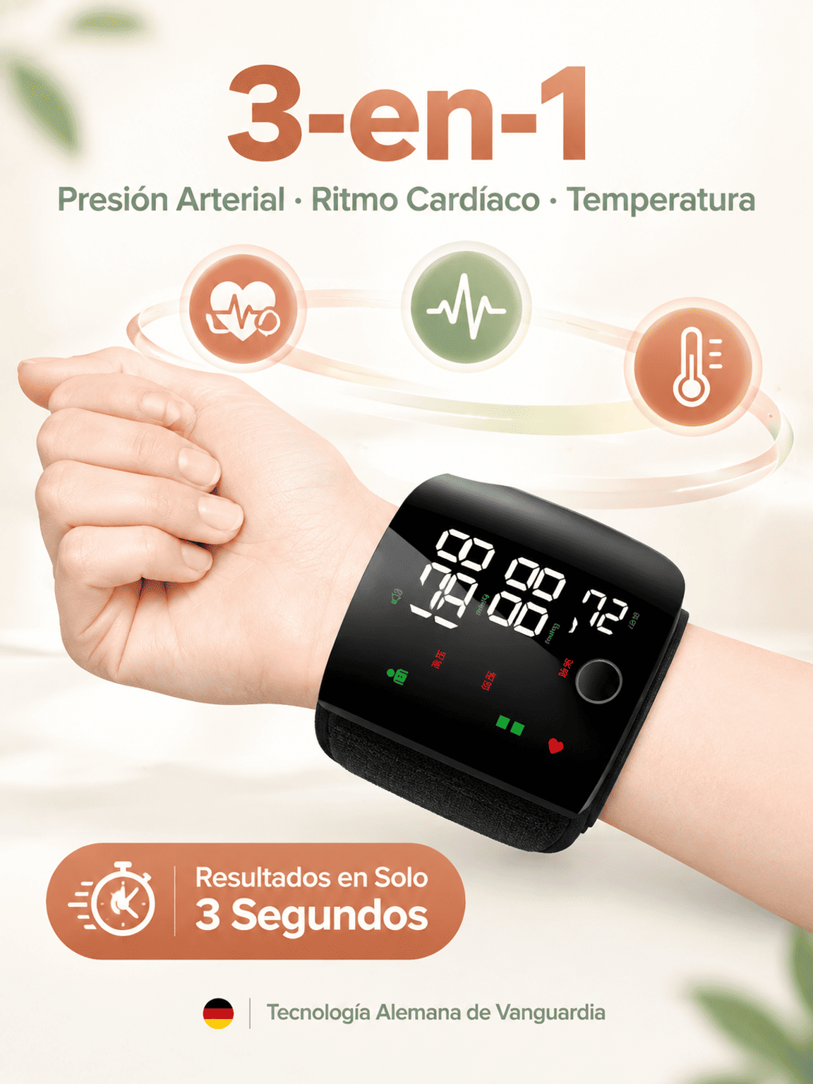 Dispositivo De Monitoreo De Salud Multifuncional Con Pantalla Clara Para Adultos Mayores