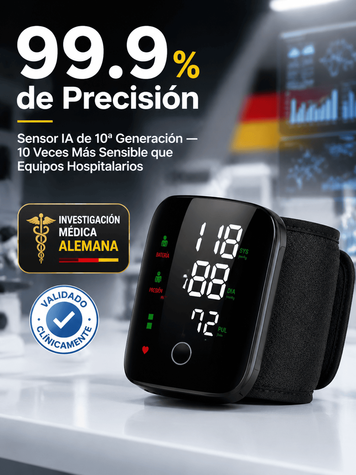 Dispositivo De Monitoreo De Salud Multifuncional Con Pantalla Clara Para Adultos Mayores