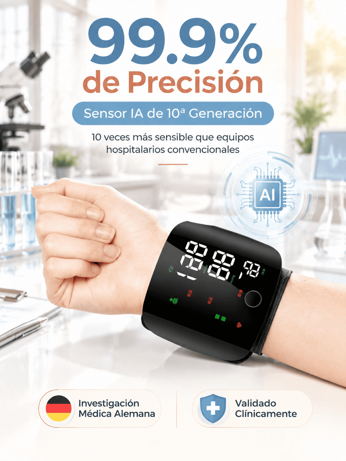 Dispositivo De Monitoreo De Salud Multifuncional Con Pantalla Clara Para Adultos Mayores