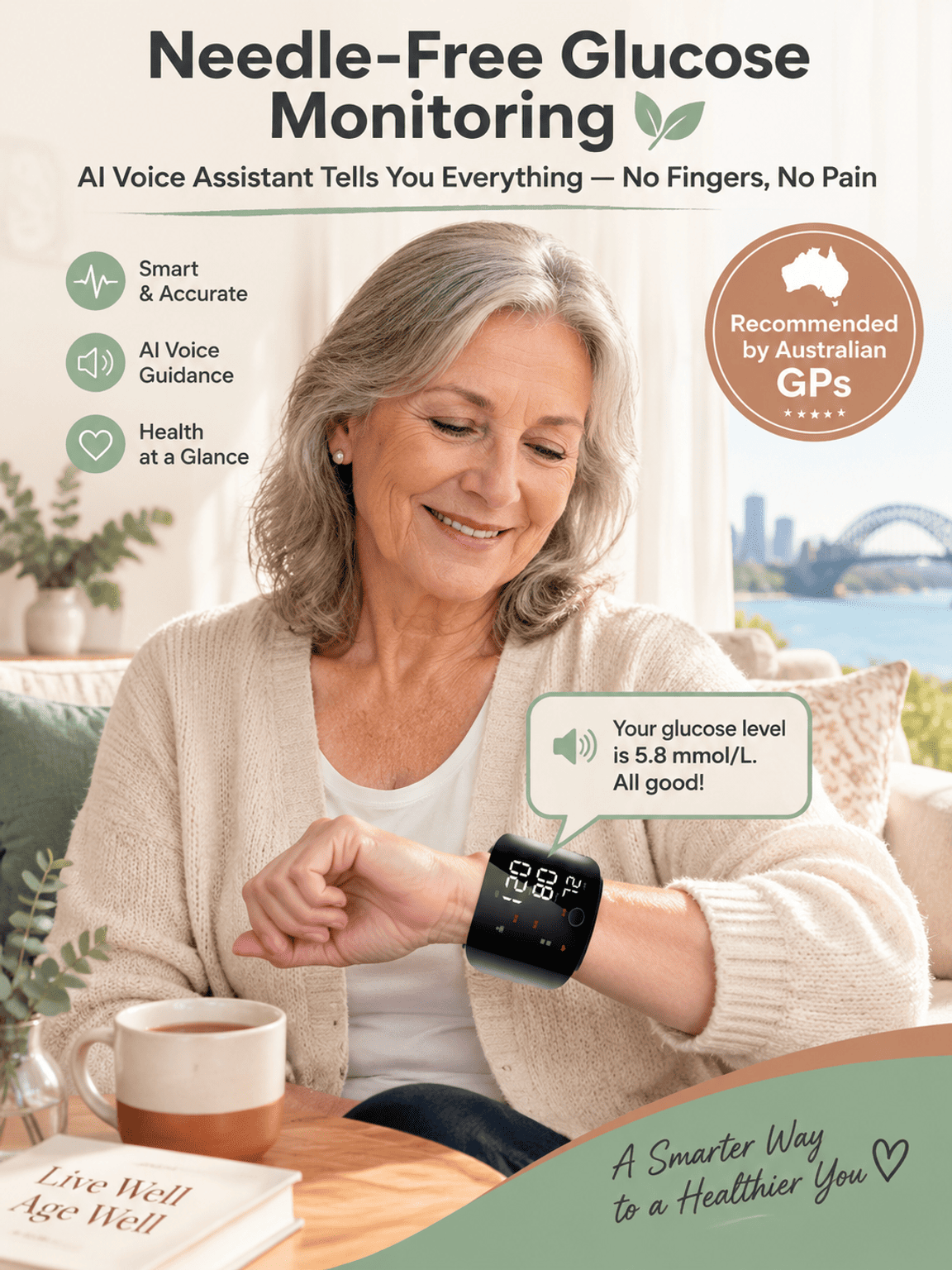 Large Screen Digital Wrist Blood Pressure Meter with Voice Prompt