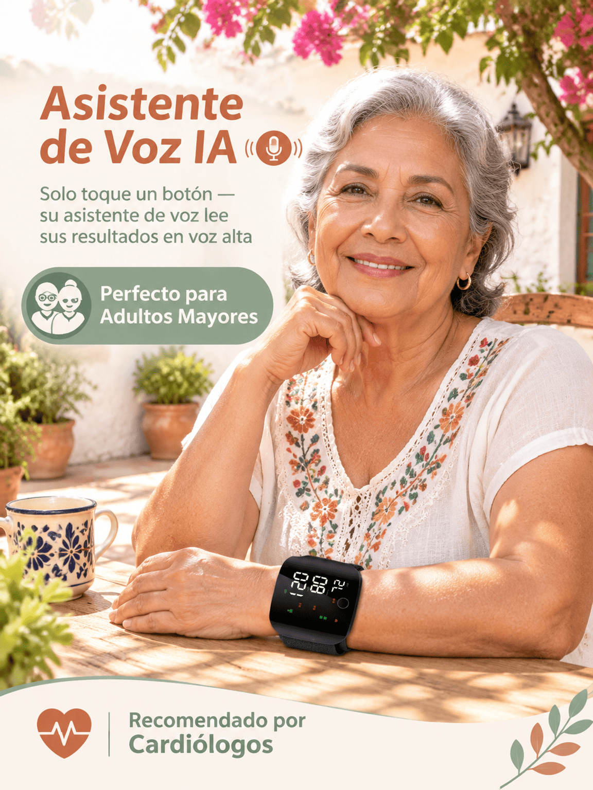 Dispositivo De Monitoreo De Salud Multifuncional Con Pantalla Clara Para Adultos Mayores