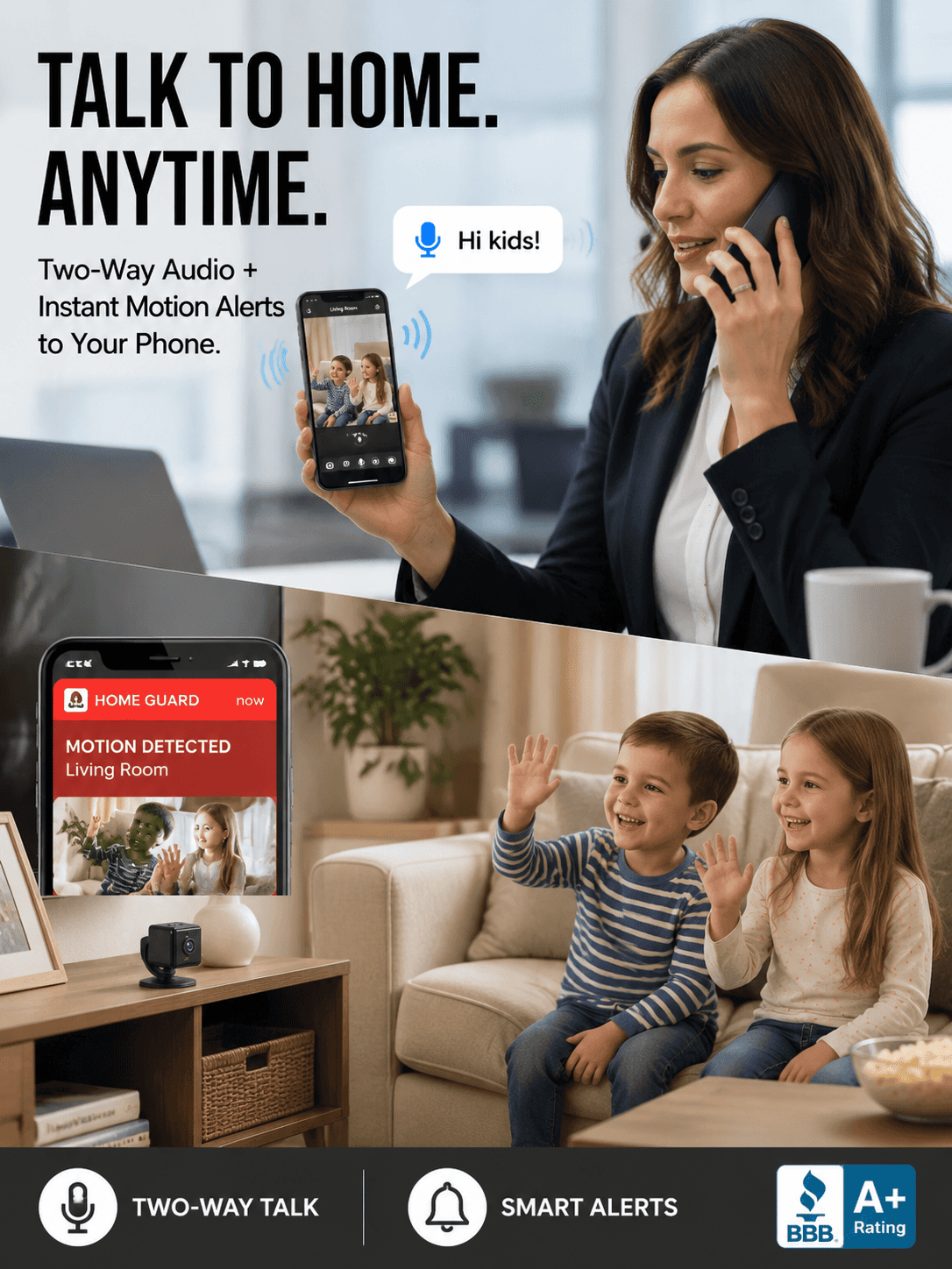 Smart Security Camera-No Wi-Fi needed, no wiring required, and 0 monthly fees—ever