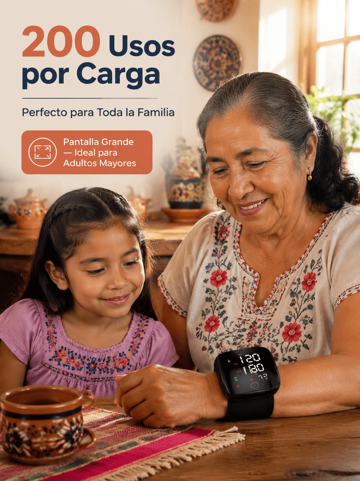 Dispositivo De Monitoreo De Salud Multifuncional Con Pantalla Clara Para Adultos Mayores