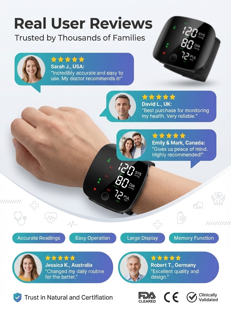 Large Screen Digital Wrist Blood Pressure Meter with Voice Prompt