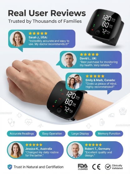 Large Screen Digital Wrist Blood Pressure Meter with Voice Prompt