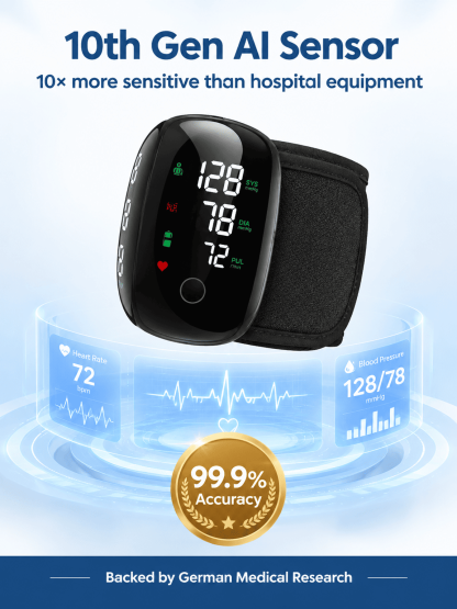 Large Screen Digital Wrist Blood Pressure Meter with Voice Prompt