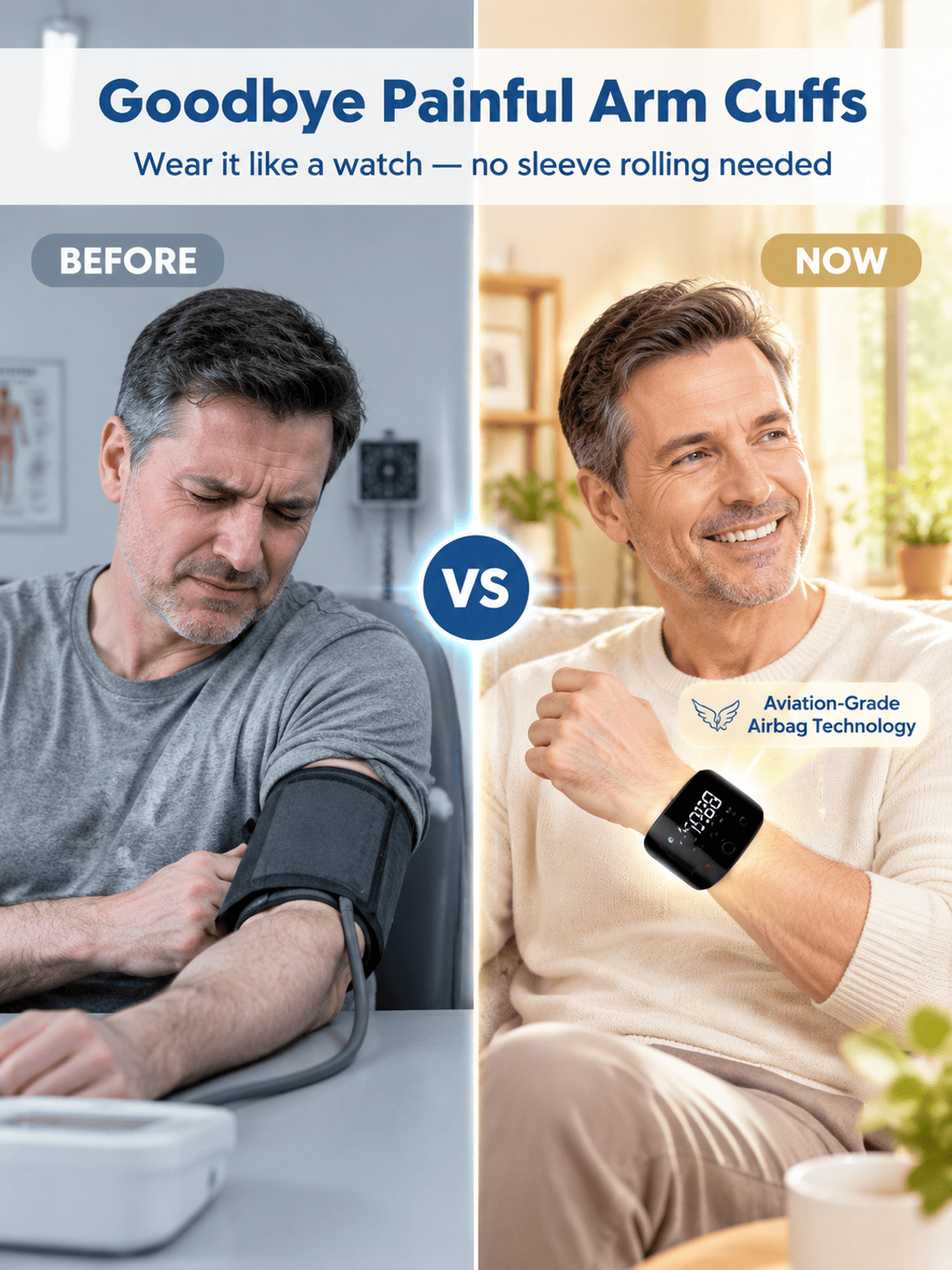 Large Screen Digital Wrist Blood Pressure Meter with Voice Prompt