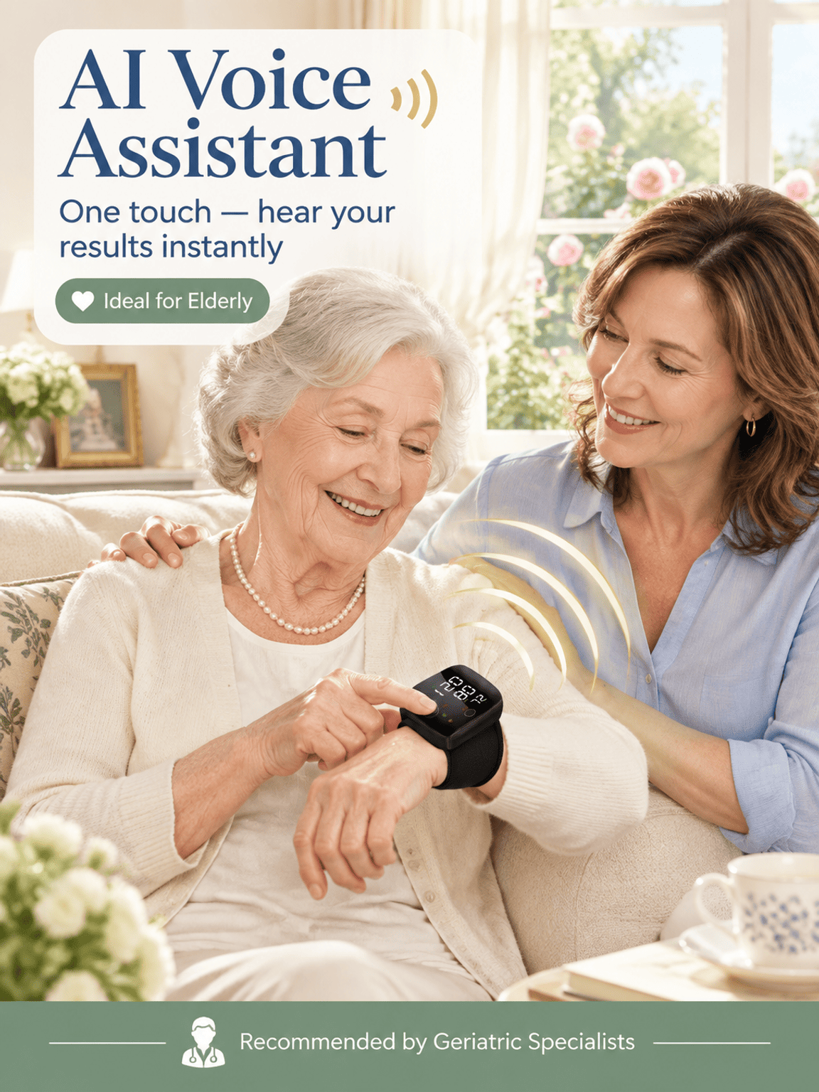 Large Screen Digital Wrist Blood Pressure Meter with Voice Prompt