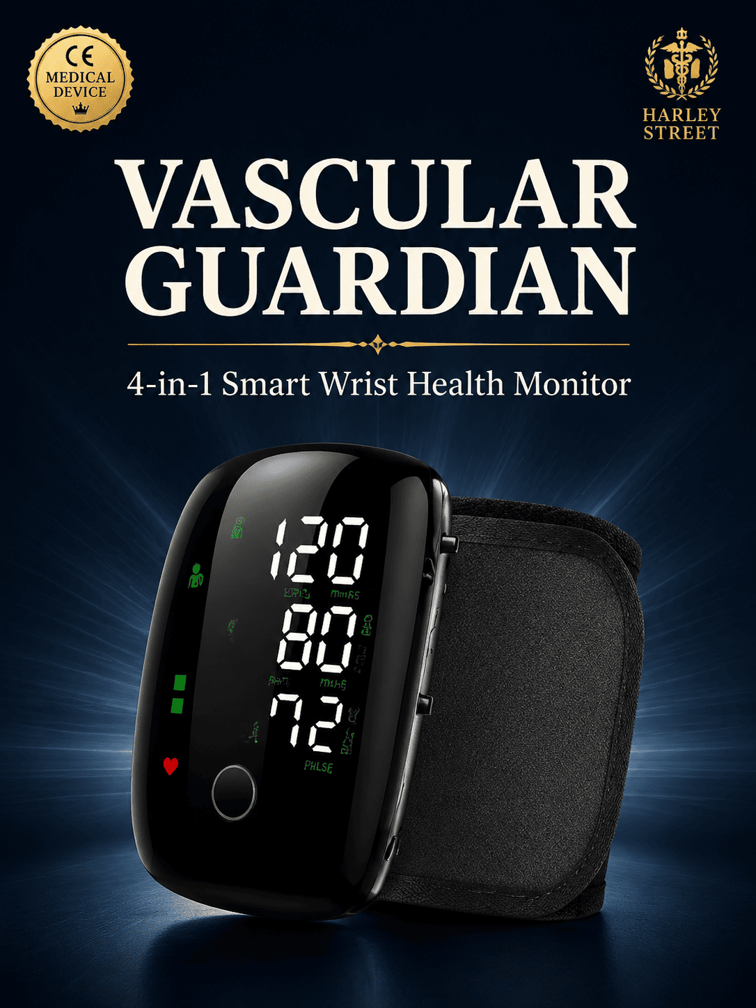 Large Screen Digital Wrist Blood Pressure Meter with Voice Prompt