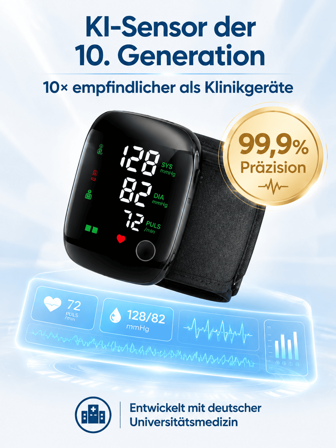 Smarte Gesundheitsstation: Ihr KI-Blutdruckmessgerät mit Sprachausgabe für Zuhause