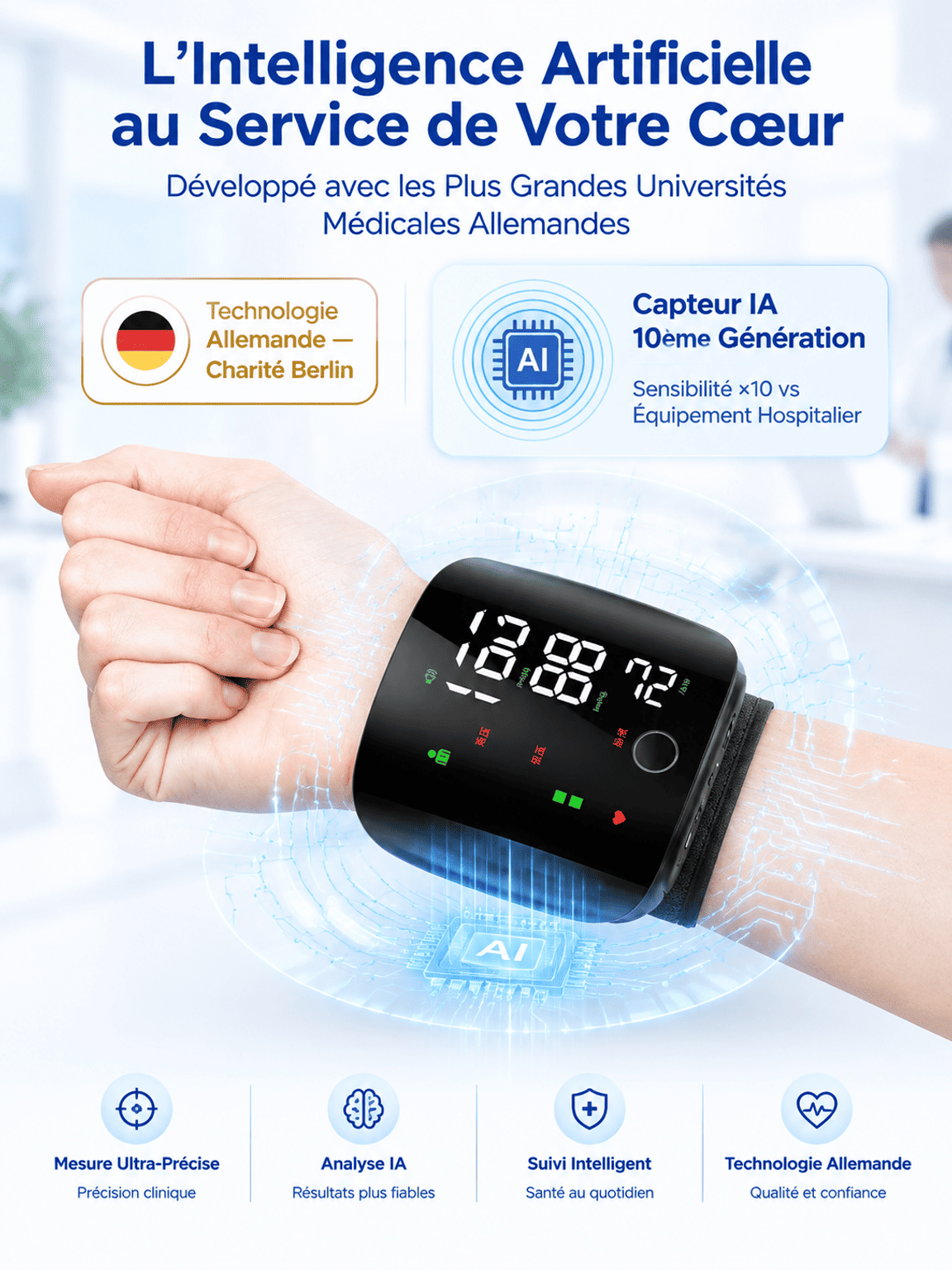 Tensiomètre Intelligent IA : idéal pour la santé des seniors
