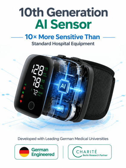 Large Screen Digital Wrist Blood Pressure Meter with Voice Prompt