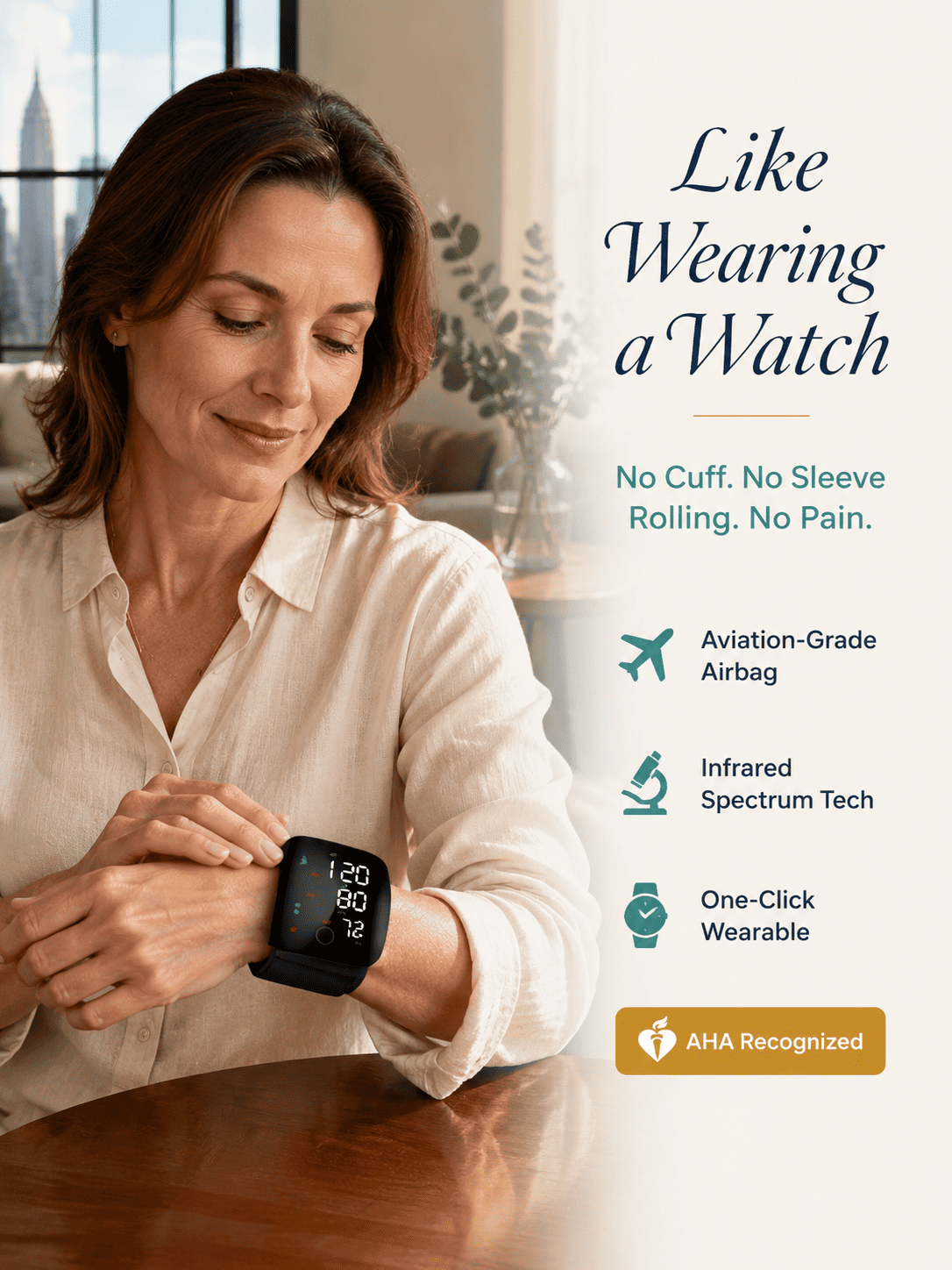Large Screen Digital Wrist Blood Pressure Meter with Voice Prompt