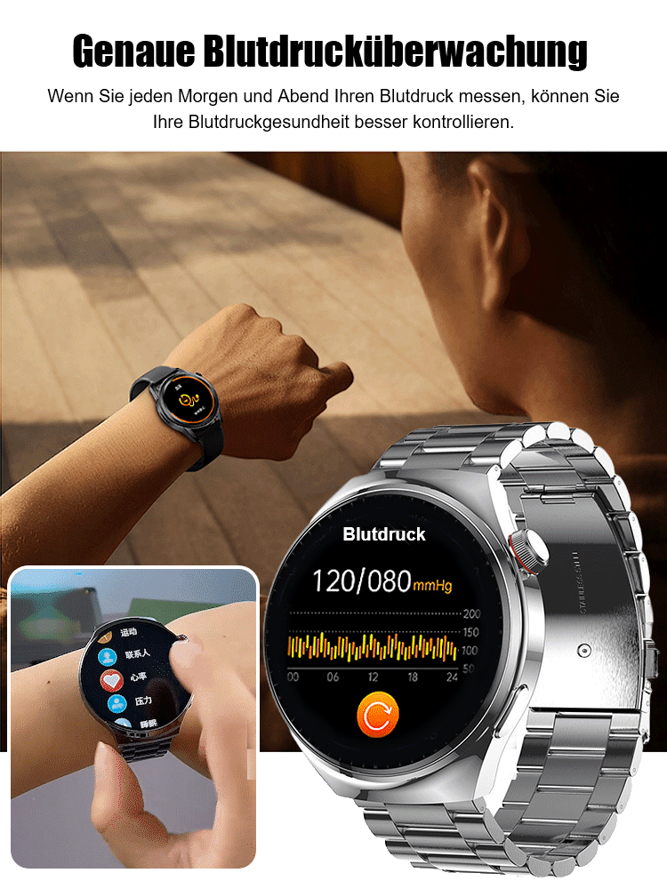 【🔥🔥🔥Beliebte Produkte empfohlen】Stahlband Watch4 Pro Blutzuckermessung Smartwatch