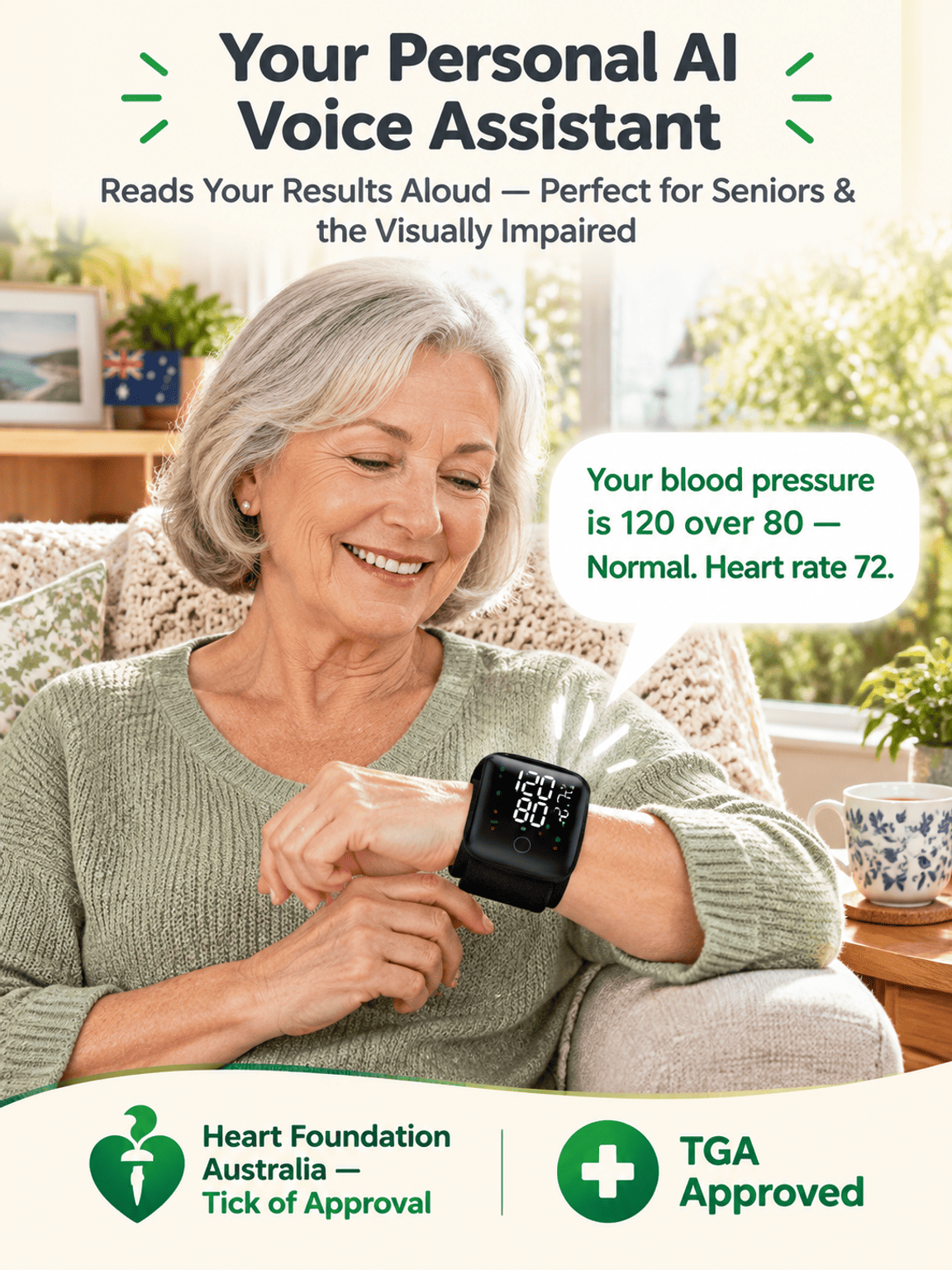 Large Screen Digital Wrist Blood Pressure Meter with Voice Prompt