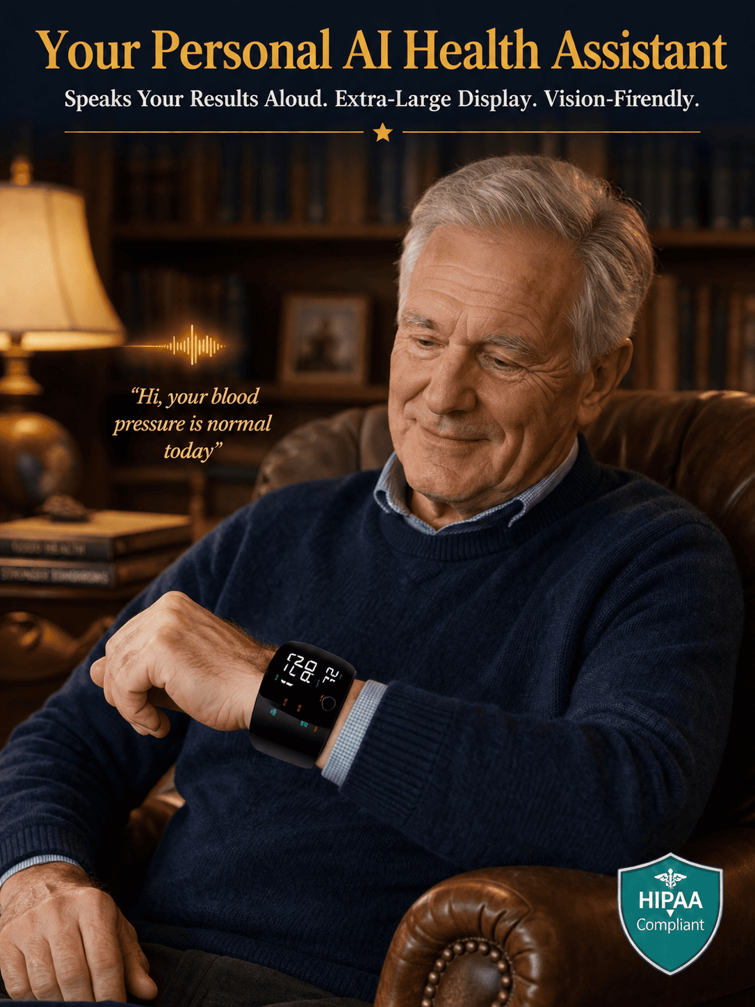 Large Screen Digital Wrist Blood Pressure Meter with Voice Prompt