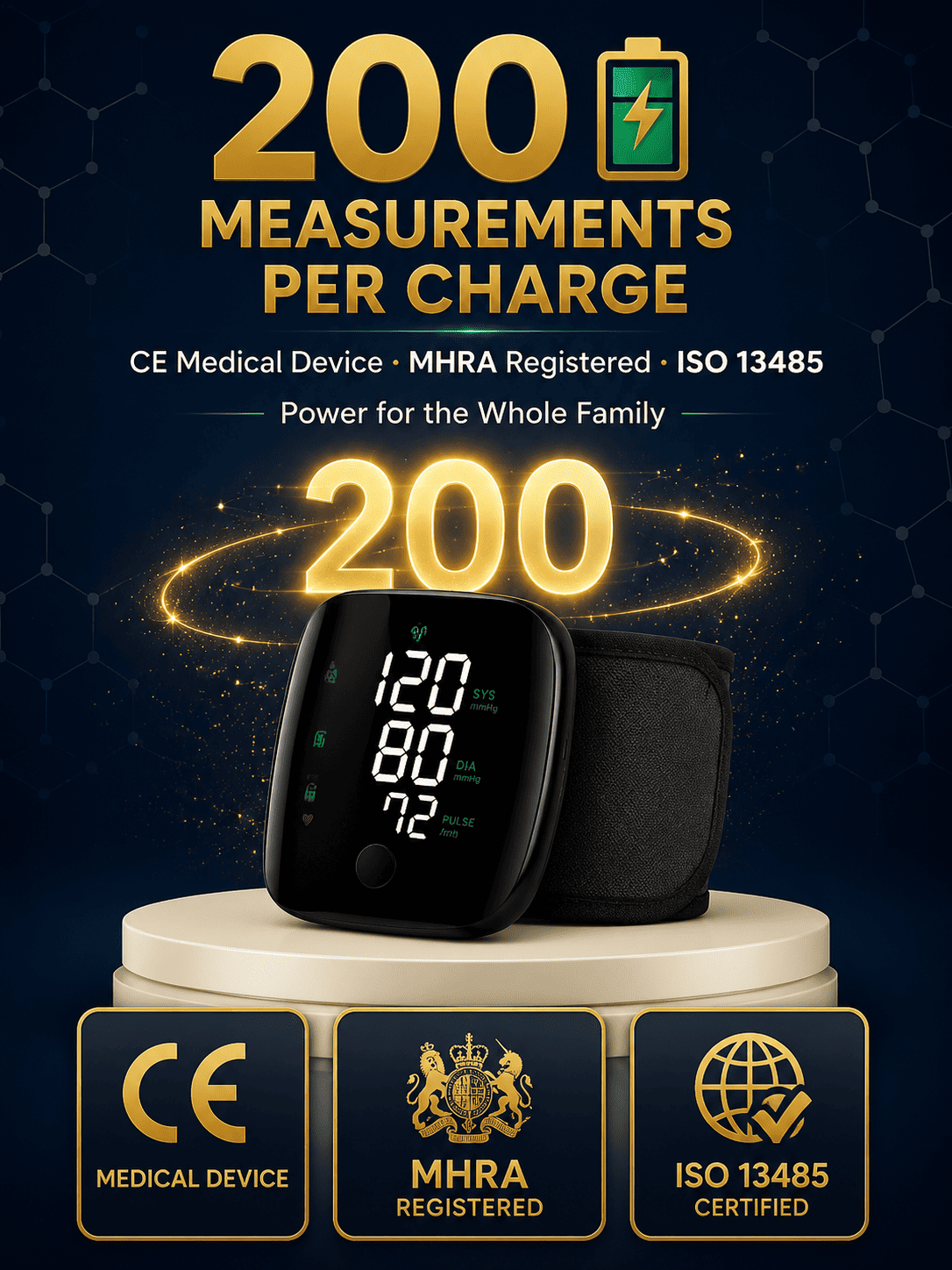Large Screen Digital Wrist Blood Pressure Meter with Voice Prompt