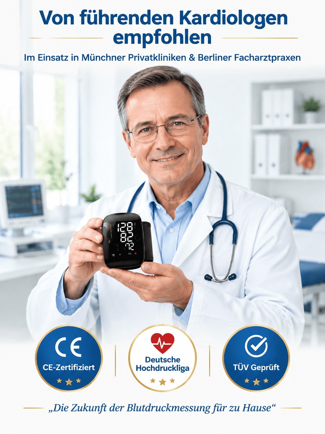 Smarte Gesundheitsstation: Ihr KI-Blutdruckmessgerät mit Sprachausgabe für Zuhause