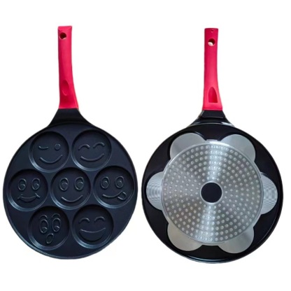 Seven-hole egg dumpling pan non-stick flat-bottom omelette pan cartoon breakfast pan baby auxiliary