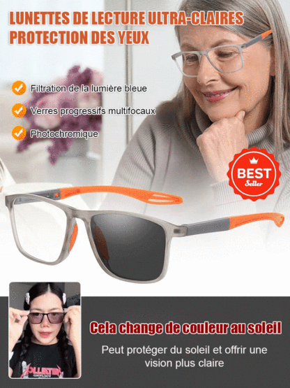 Lunettes de lecture sportives 2-en-1 anti-UV à verres photochromiques