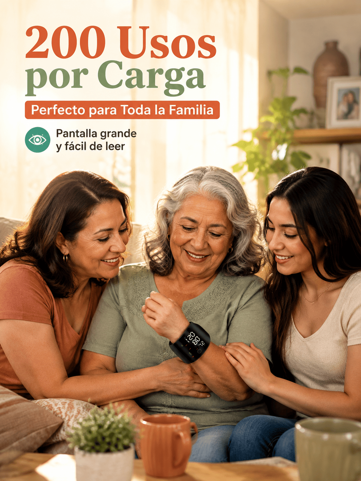 Tensiómetro electrónico de muñeca totalmente automático con pantalla grande y función de voz