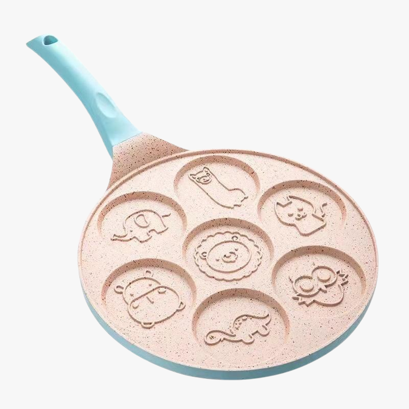Seven-hole egg dumpling pan non-stick flat-bottom omelette pan cartoon breakfast pan baby auxiliary
