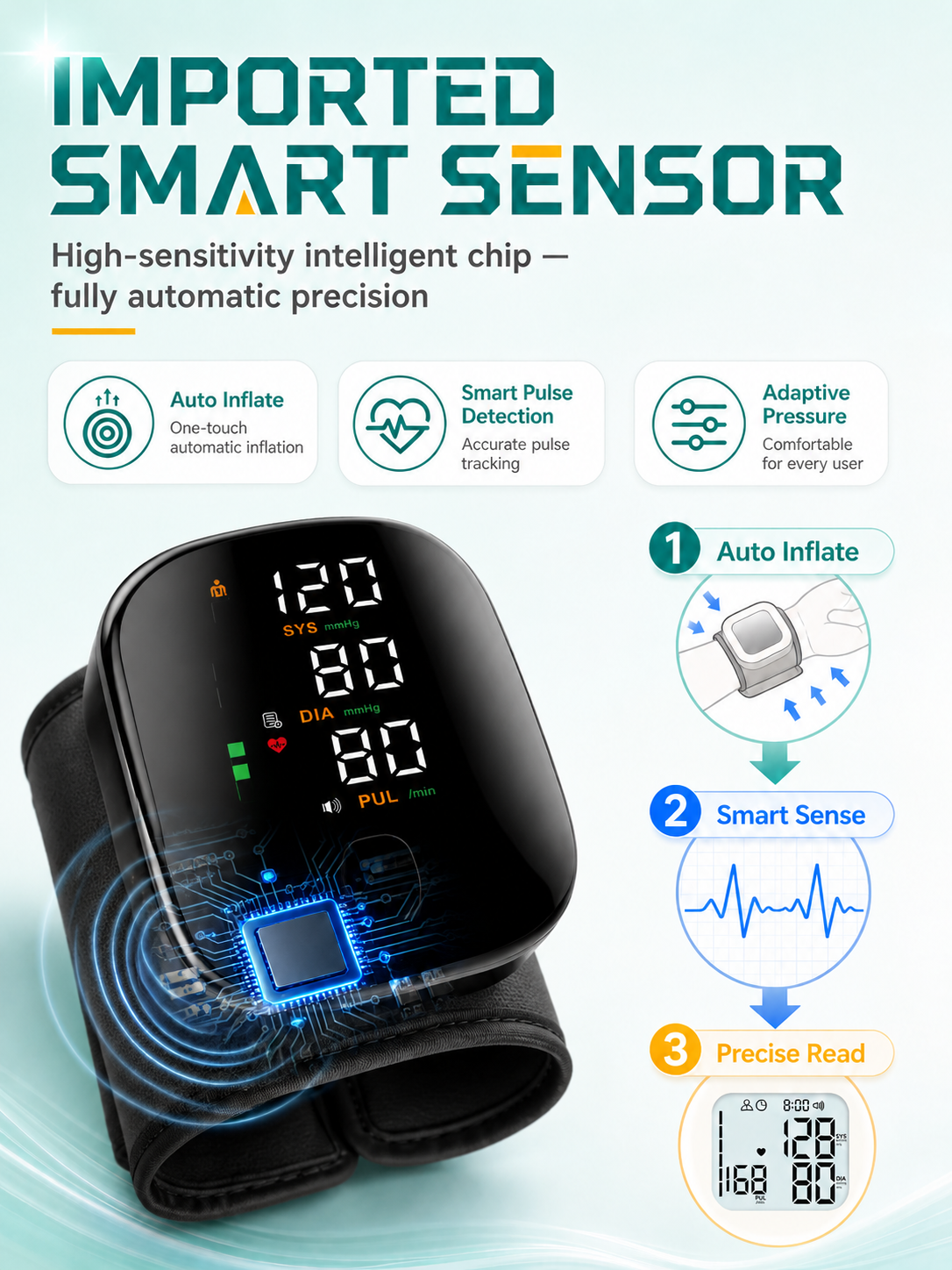 [Precise Medical Measurement] Wrist-Type Electronic Home Blood Pressure Monitor