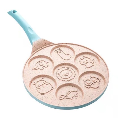 Seven-hole egg dumpling pan non-stick flat-bottom omelette pan cartoon breakfast pan baby auxiliary