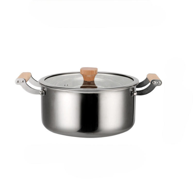 Großer Antihaft-Topf aus 316 Edelstahl mit zwei Griffen – Perfekt für Induktions- und Gasherde