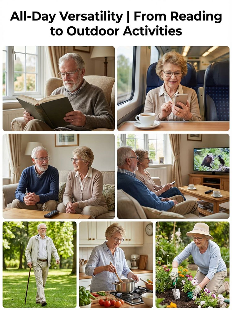 Ultra-clear TR Comfortable Presbyopic Glasses for Seniors with Eye Protection