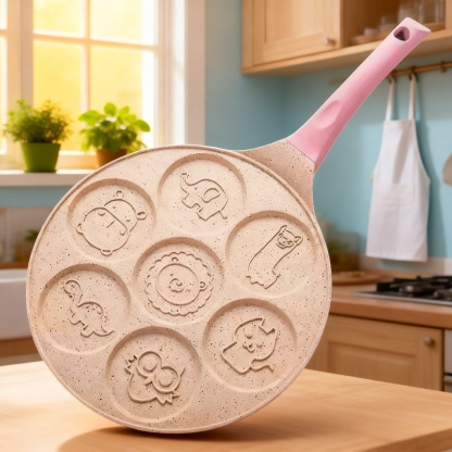 Seven-hole egg dumpling pan non-stick flat-bottom omelette pan cartoon breakfast pan baby auxiliary