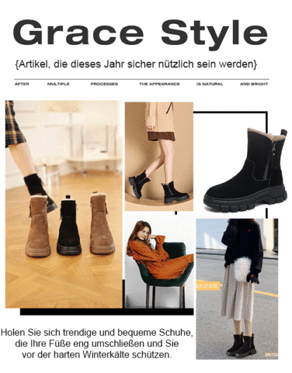 【🔥🔥🔥Neu eingetroffen】Kaninchenfell-Doppelreißverschluss-Schneestiefel