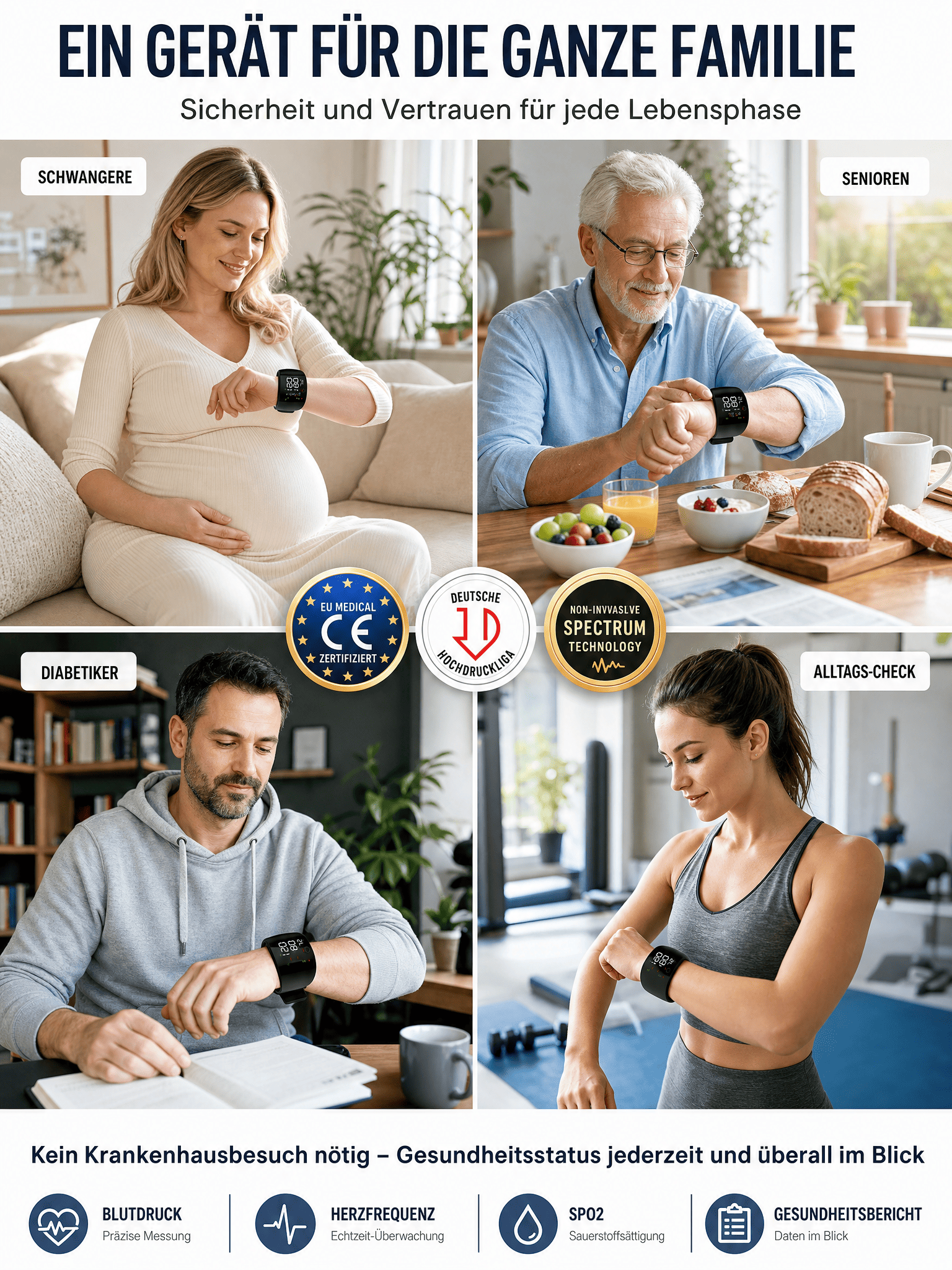 【Von Medizinern empfohlen】Neuester deutscher KI-Gesundheitsmonitor! Lebenslang kostenlos messen