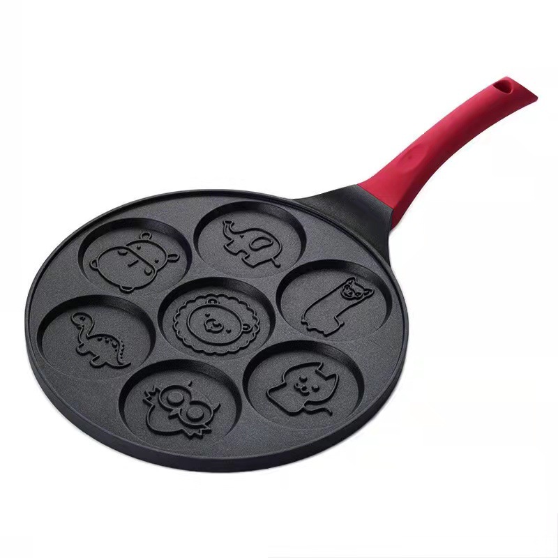 Seven-hole egg dumpling pan non-stick flat-bottom omelette pan cartoon breakfast pan baby auxiliary