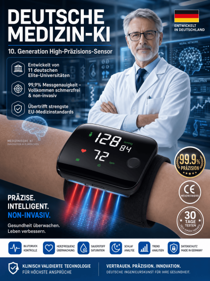 【Von Medizinern empfohlen】Neuester deutscher KI-Gesundheitsmonitor! Lebenslang kostenlos messen
