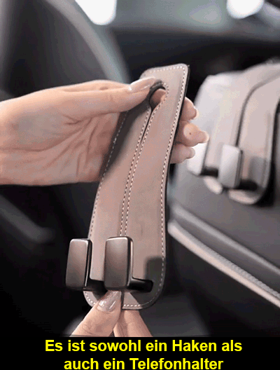 Autositz-Rückseite mit umklappbarem Schaffell und Doppelhaken