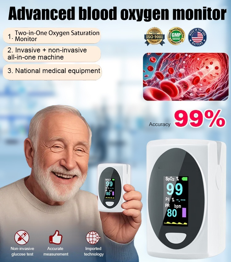 Medical-Grade Home Blood Oxygen Monitor: Track Blood Oxygen & Heart Rate Without Needles