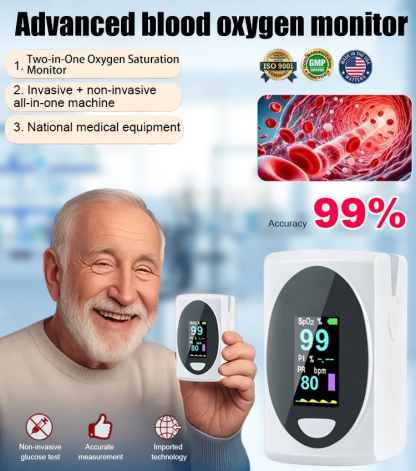 Medical-Grade Home Blood Oxygen Monitor: Track Blood Oxygen & Heart Rate Without Needles