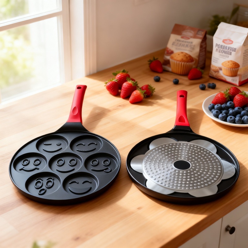 Seven-hole egg dumpling pan non-stick flat-bottom omelette pan cartoon breakfast pan baby auxiliary