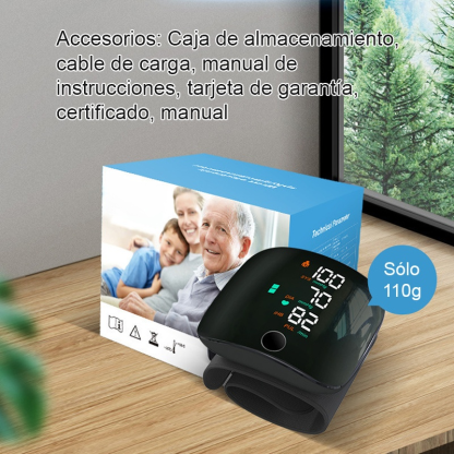 Tensiómetro electrónico de muñeca totalmente automático con pantalla grande y función de voz