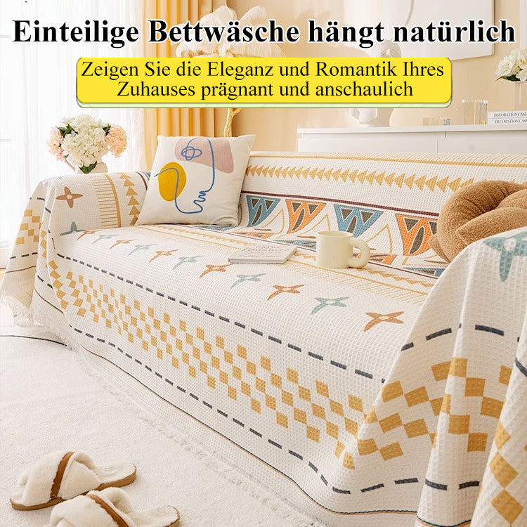 Bohemian-Sofahandtuch aus Baumwolle und Leinen