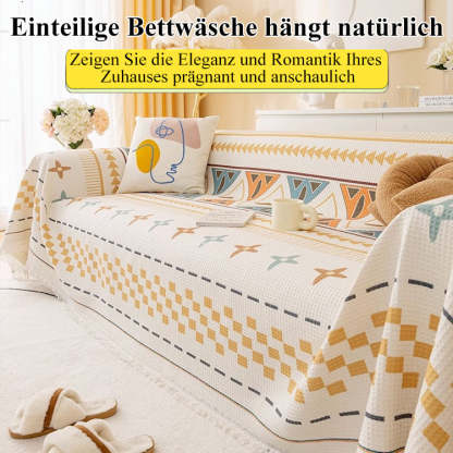 Bohemian-Sofahandtuch aus Baumwolle und Leinen
