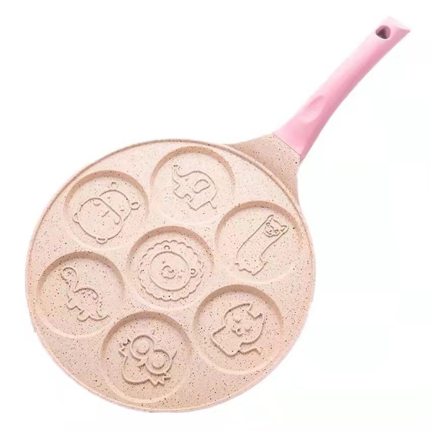 Seven-hole egg dumpling pan non-stick flat-bottom omelette pan cartoon breakfast pan baby auxiliary