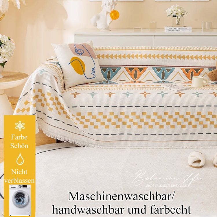 Bohemian-Sofahandtuch aus Baumwolle und Leinen