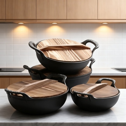 Dicker Gusseisen-Hänge-Eintopftopf, Haushalts-Suppentopf ohne Beschichtung, nicht haftend