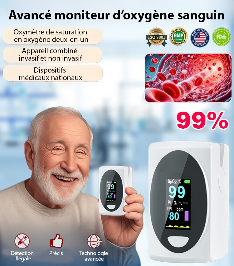 【Précision de 99 %】Oxymètre de pouls avancé