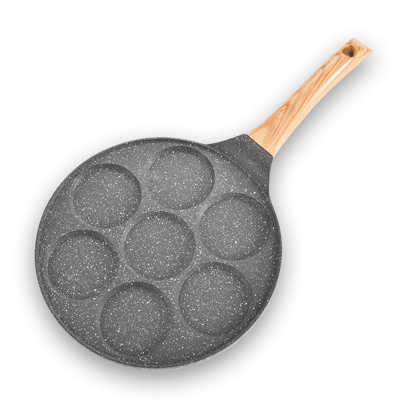 Seven-hole egg dumpling pan non-stick flat-bottom omelette pan cartoon breakfast pan baby auxiliary